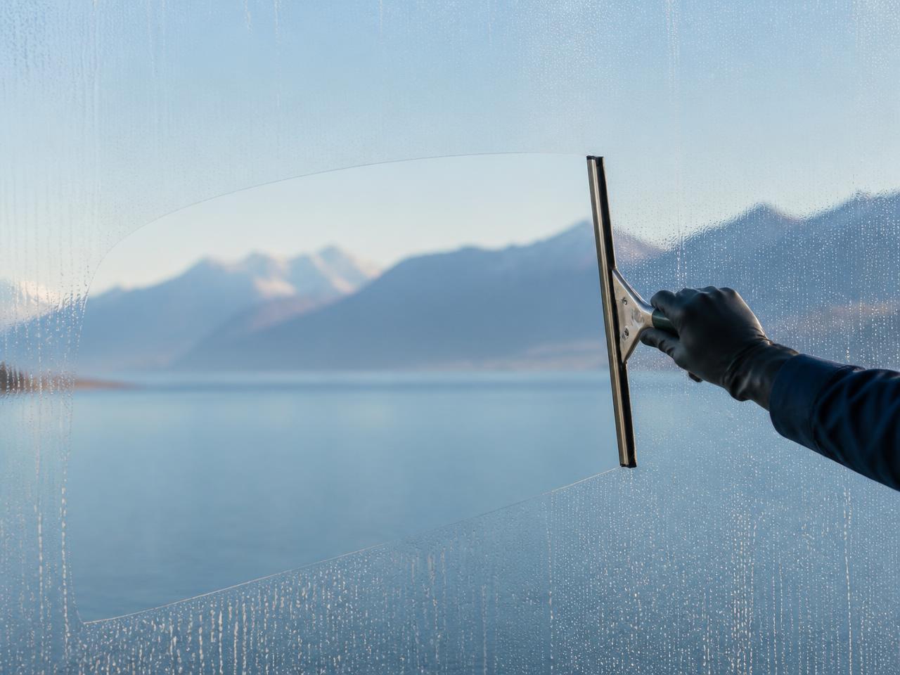 Vitrage propre reflétant le lac Léman, symbole du nettoyage de vitres Vitre à Vitre à Vevey
